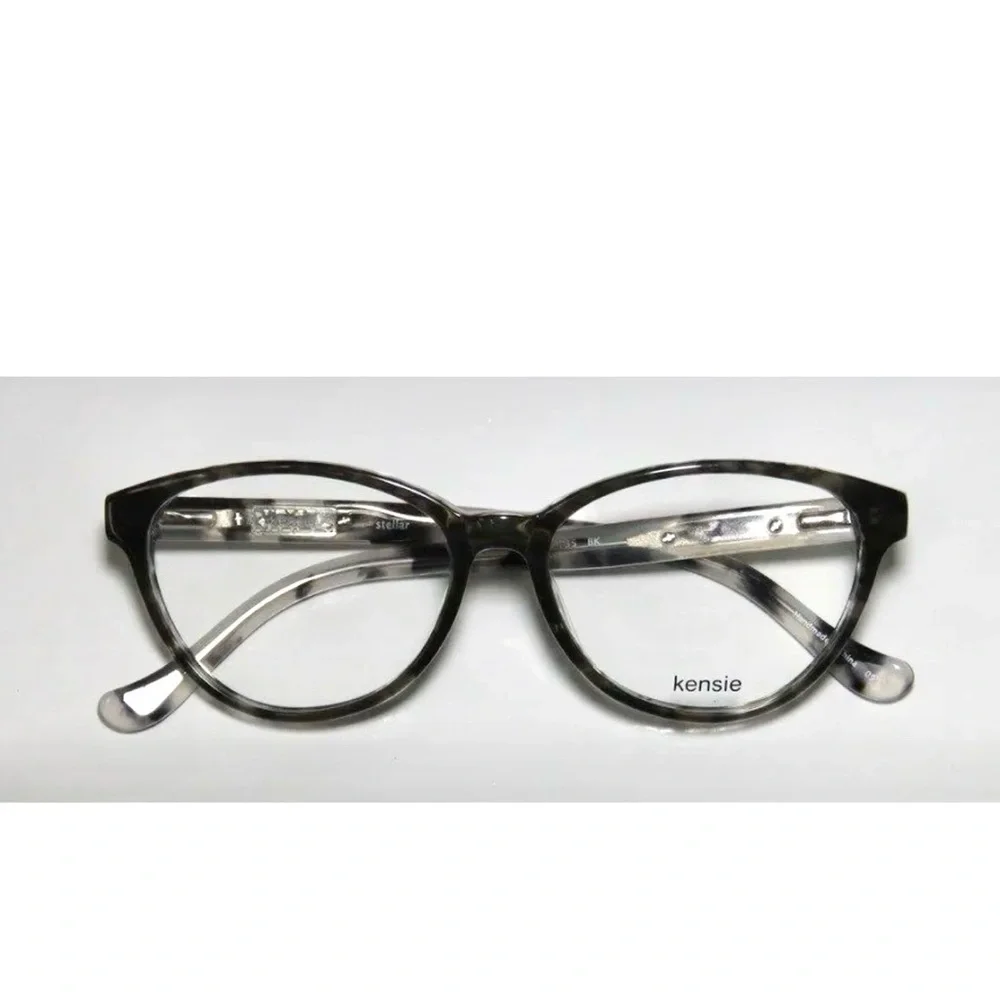 KENSIE “Stellar” Frames Cateye Black/Gray Granite Eyeglasses Demo 51-15-135 NWT
